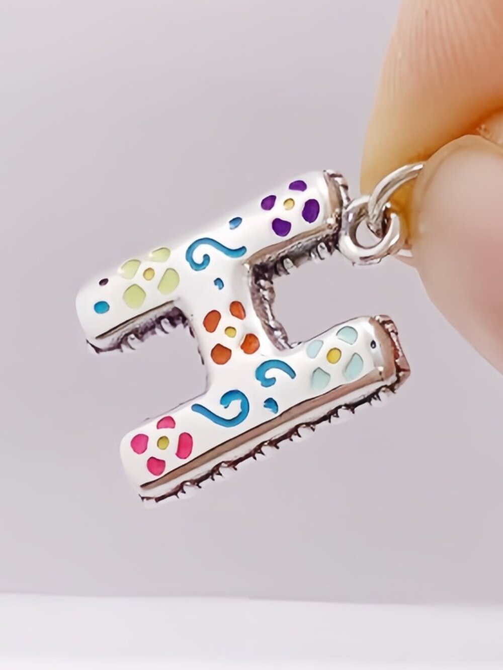 James Avery Enamel Consuela Floral Initial Charm